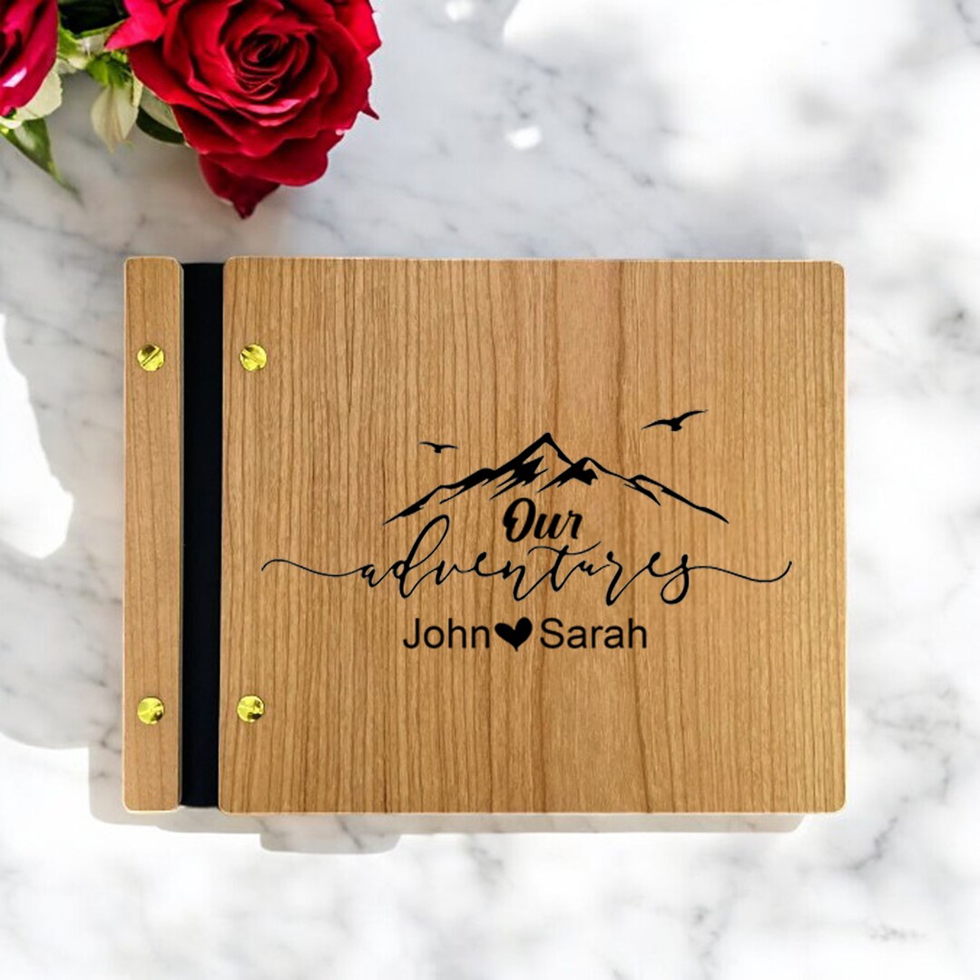 JIMBON Our Adventure Book 180 Pages Scrapbook Photo Album,Retro Style Embossed Letter Leather Cover Travel Diary Journal Scrap Book For Couples,Memory Book For Anniversary Wedding